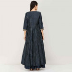 Women Printed Blouse with Lehenga and Long Jacket